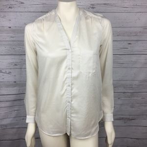 GAP Soft Ivory VNK Button Down Lyocell Blouse S